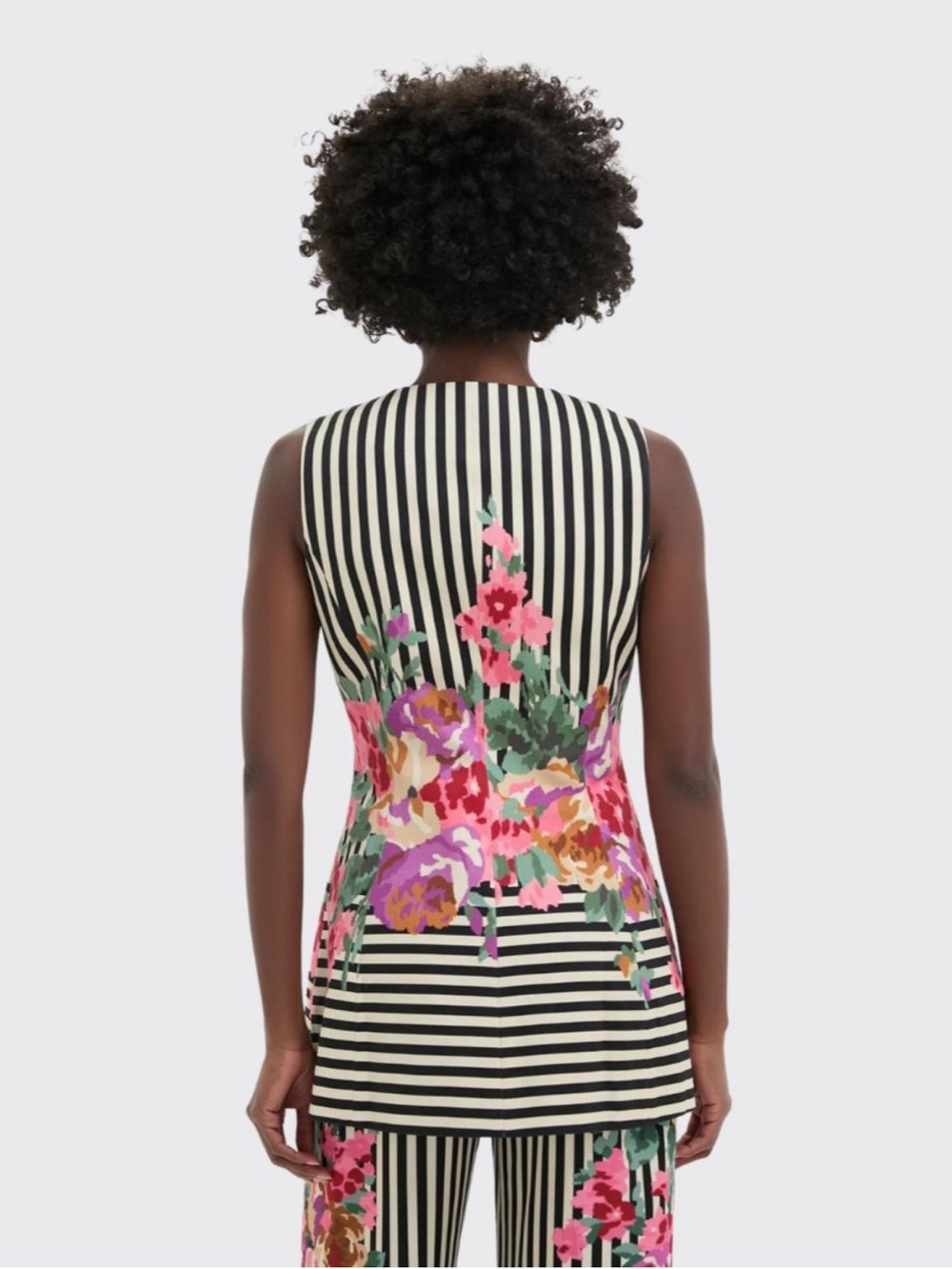 Tuckernuck Structured Rhoda Tunic Top Floral Stripe Black White Sz 8 NWT - Picture 3 of 12
